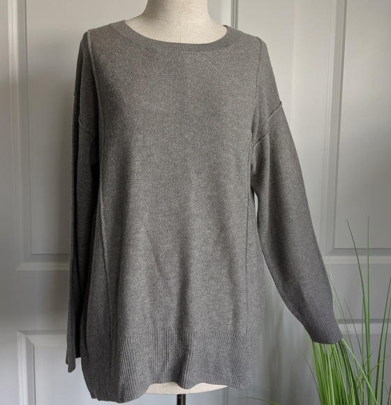 Catherine Malandrino Sweater Cashmere Wool Lightweight Oversized Grey M NWT - Picture 1 of 8